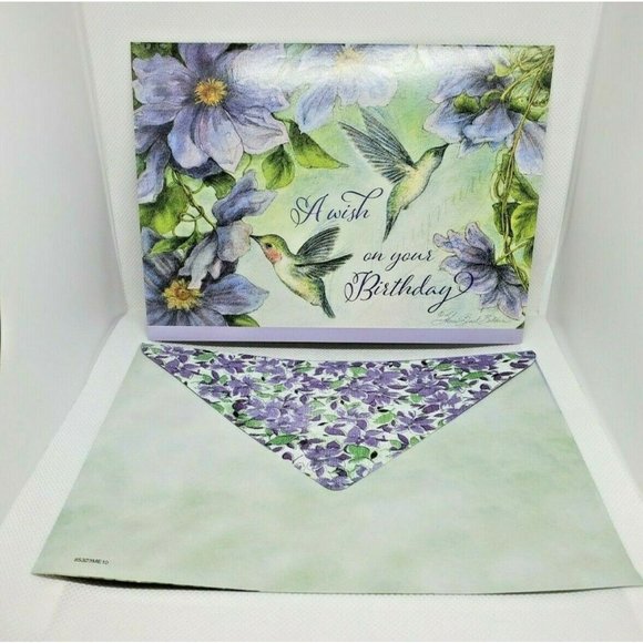 A Wish On Your Birthday Thoughts And Inspirations Bird Floral Greeting Card - Picture 1 of 10